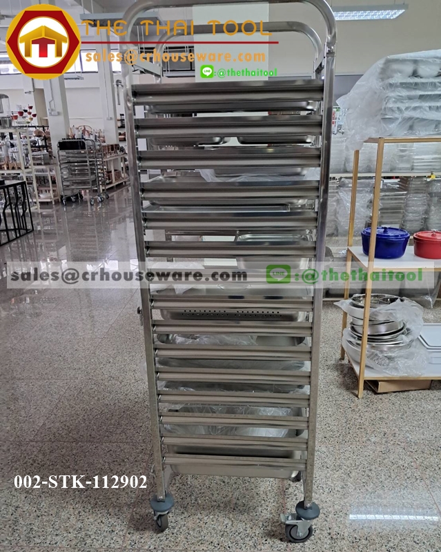 รถเข็นแร็ควางถาดสแตนเลส GN 15ชั้น 002-STK-112902