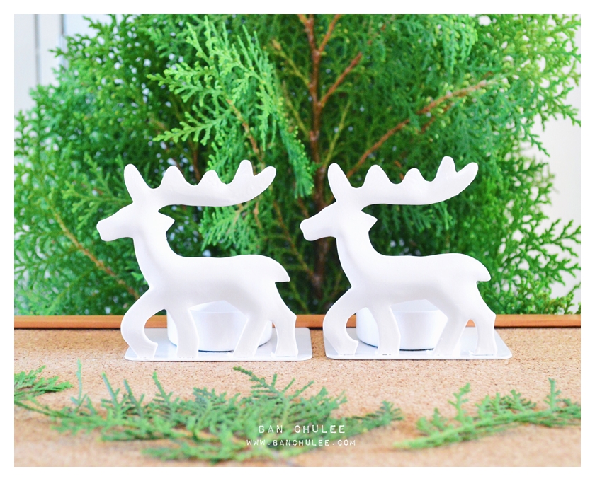 White Reindeer Candle Holders เชิงเทียนกวางสีขาว