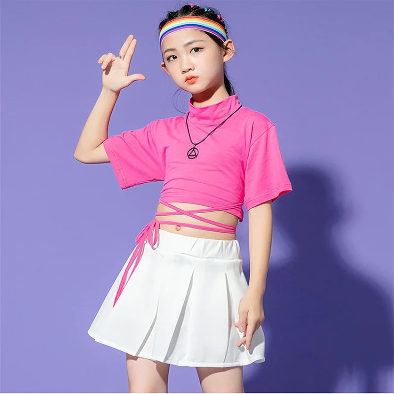 ชุดเต้น ชุดแดนซ์ เสื้อแขนสั้น+กระโปรงสั้นสีขาว
