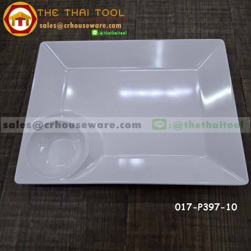 จานเปลสี่เหลี่ยมเมลามีน มีช่องใส่น้ำจิ้ม 10นิ้ว,จานใส่ของทอด,จานใส่อาหารร้านอาหาร,เชียงรายจานใส่อาหารร้านอาหารของทอด