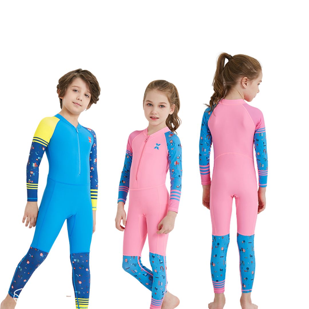 สินค้าพร้อมส่ง ชุดว่ายน้ำ เซ็ต 2 ชิ้น เสื้อ+กางเกง บอดี้สูท ลายดอก