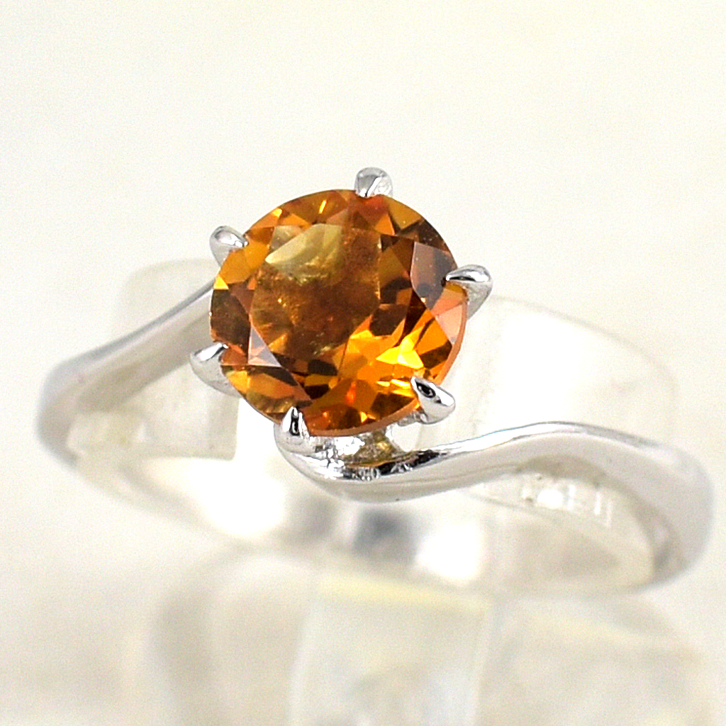 แหวนเงินแท้ราคาถูกชุบทองคำขาว ซิทรินแท้ 1.25 กะรัต งานประณีตสวยงาม สั่งผลิตค่ะ