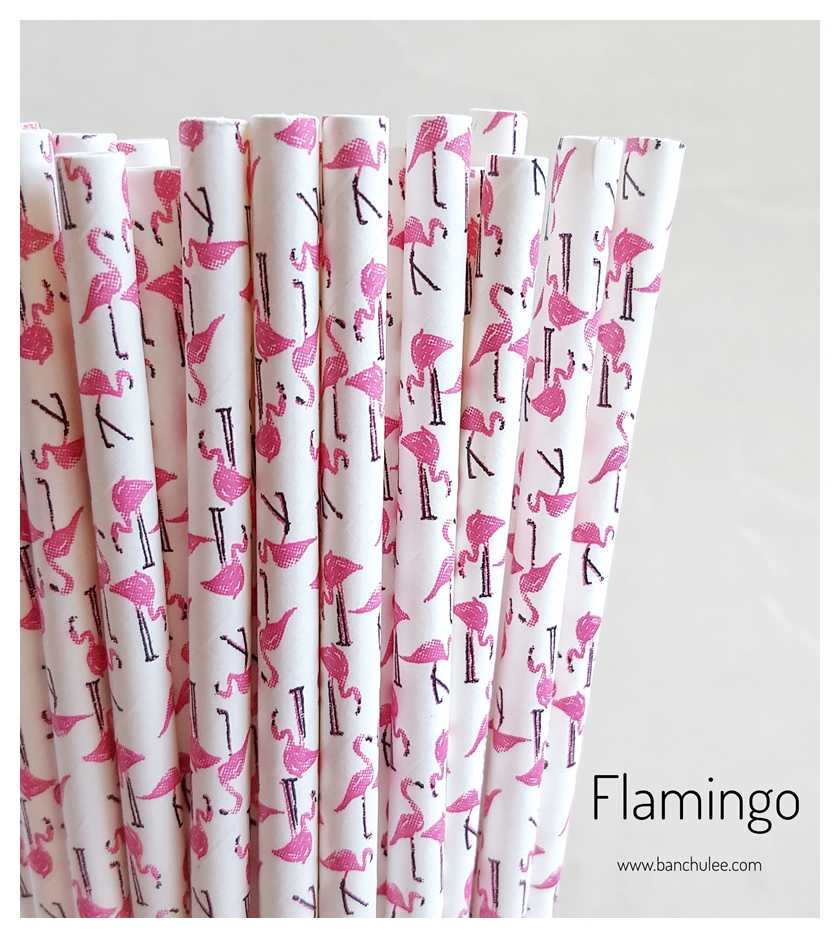 Single Pattern Paper Straws หลอดกระดาษ ใช้สำหรับดื่มน้ำ