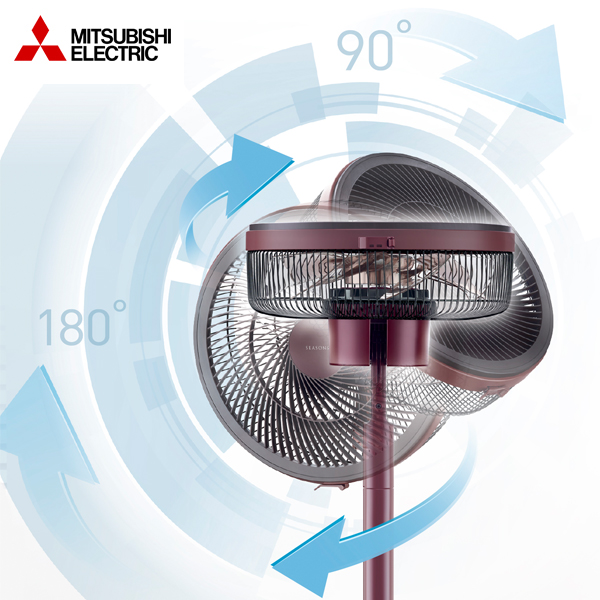 MITSUBISHI พัดลมตั้งพื้นกึ่งตั้งโต๊ะใบพัด 12 นิ้ว 3D SMART FLOW รุ่น R12-DW สีขาว