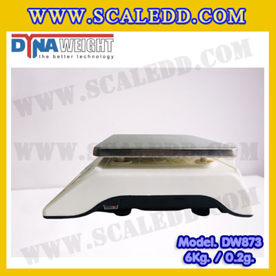 เครื่องชั่งดิจิตอล พิกัดน้ำหนัก 6kg ค่าละเอียด 0.2g ยี่ห้อ Dynaweight รุ่น DW873