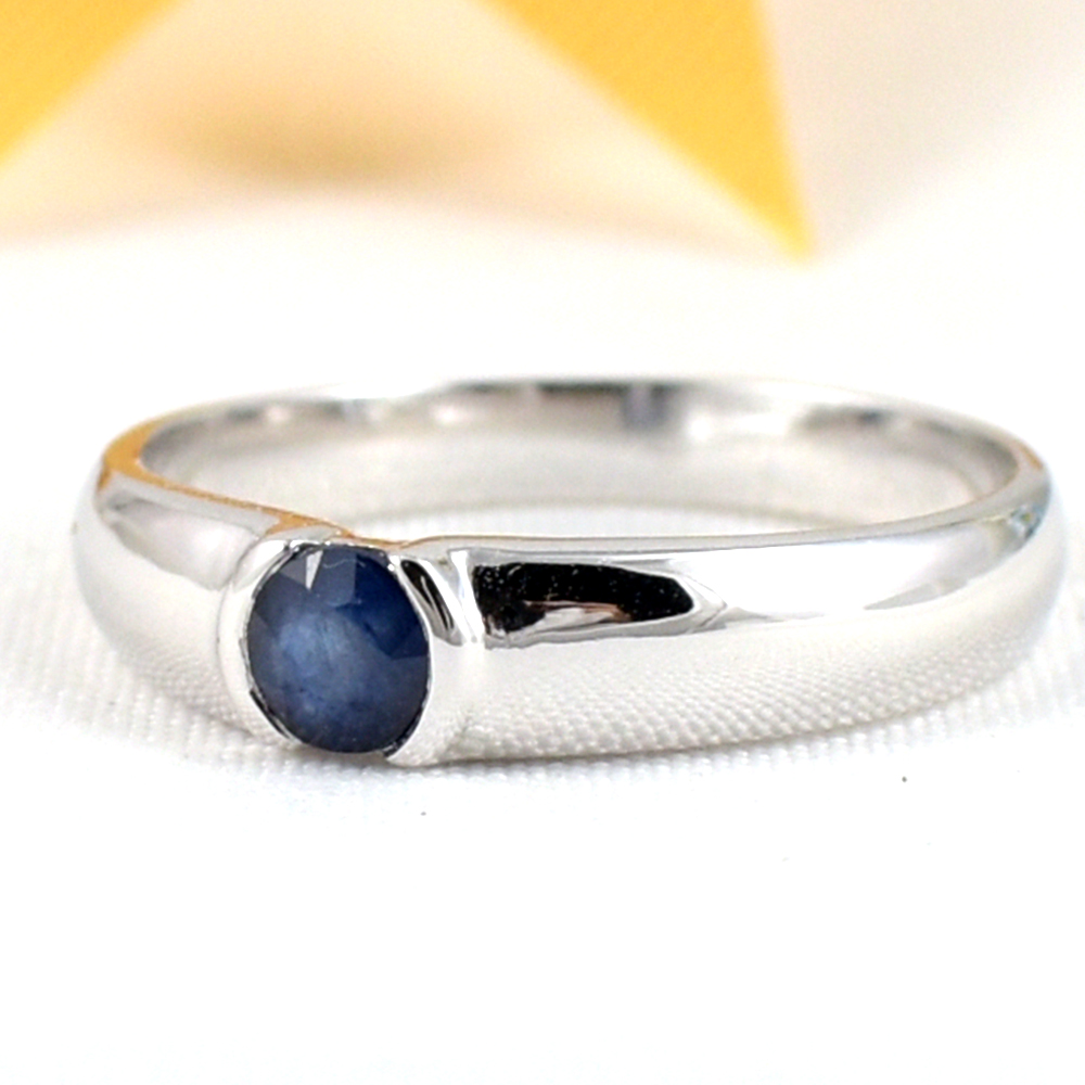 แหวนเงินแท้ราคาถูกชุบทองคำขาว ไพลินแท้ 0.30 กะรัต งานประณีตสวยงาม สั่งผลิตค่ะ