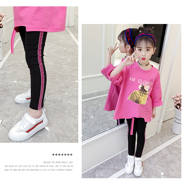 กางเกงเด็ก เลกกิ้งสีดำ แต่งแถบกลิตเตอร์