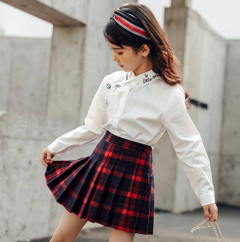 friendly4kid พร้อมส่ง กระโปรง ลายสก๊อต เด็กผู้หญิง สก๊อตแดง