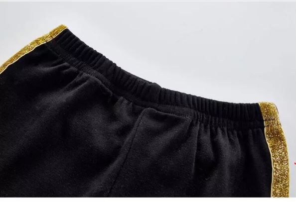 กางเกงเด็ก เลกกิ้งสีดำ แต่งแถบกลิตเตอร์