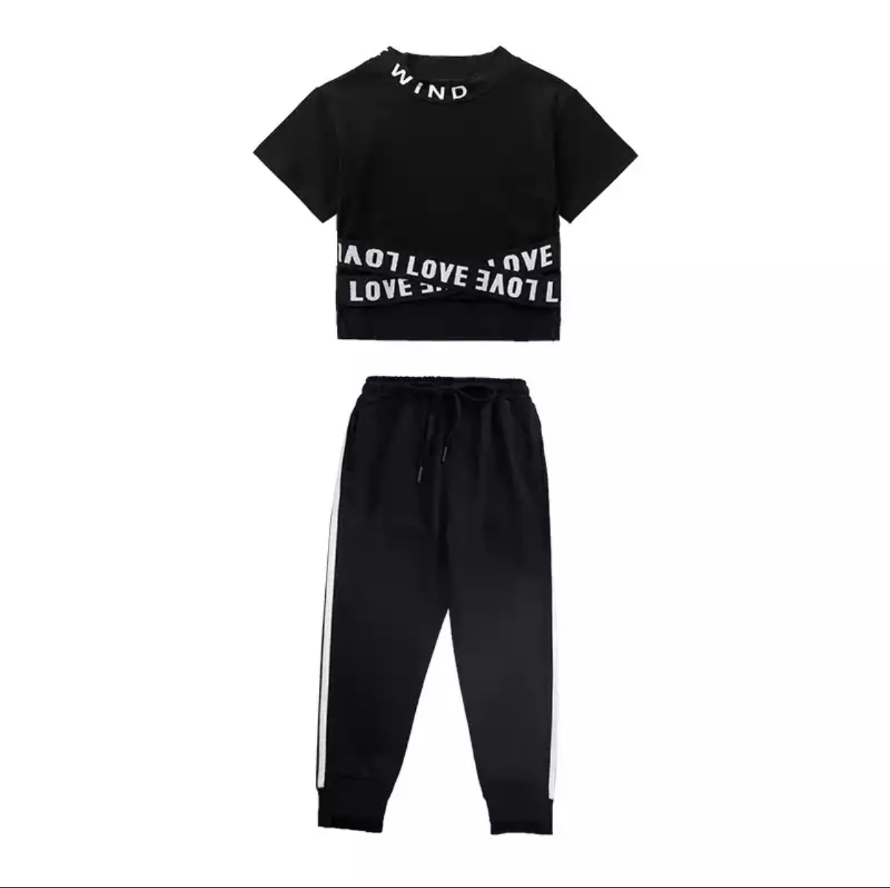 ชุดเต้น ชุดฮิปฮอป เสื้อแขนยาว เอวไขว้ พร้อมกางเกงขาขายาว ม้าลาย