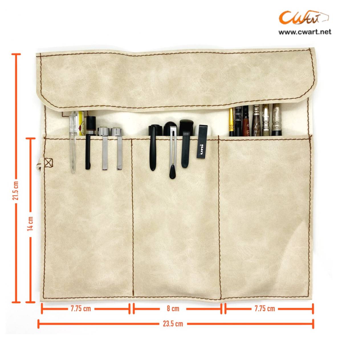 กระเป๋าหนังใส่พู่กันด้ามสั้น e-file