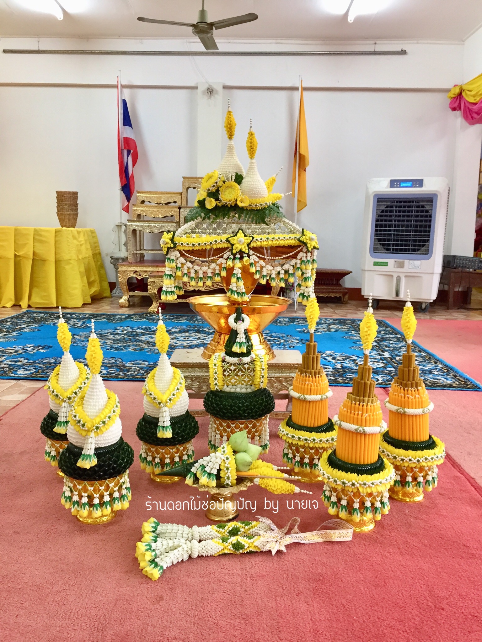 ชุดเครื่องบวชดอกไม้สด ส่งงาน วัดเสนาสฯ จ.พระนครศรีอยุธยา