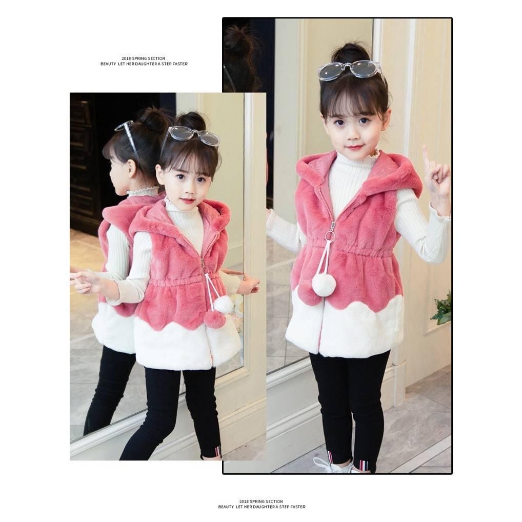 เสื้อกันหนาว เสื้อกั๊ก ขนนุ่มสีชมพู-ม่วง