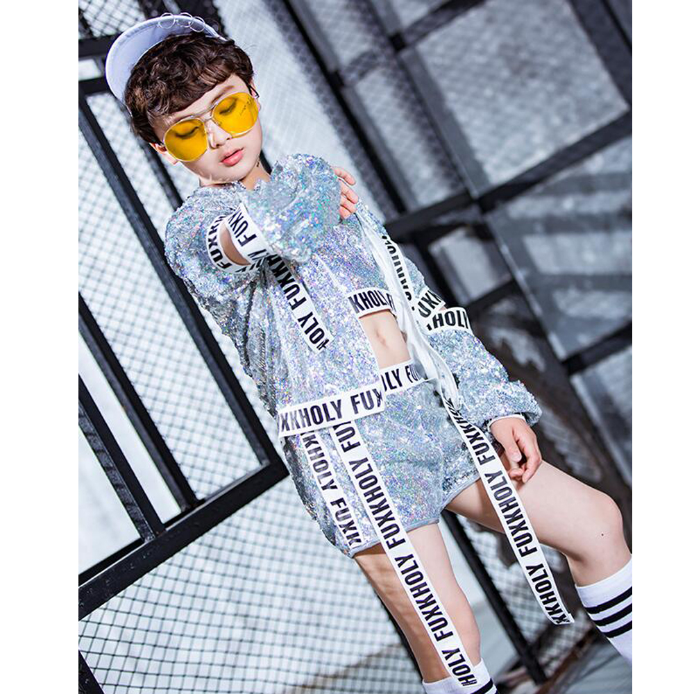 ชุดเต้น ชุดแดนซ์เซอร์ ปักเลื่อม เซ็ต 3 ชิ้น ตัวนอก+ตัวใน+กางเกง