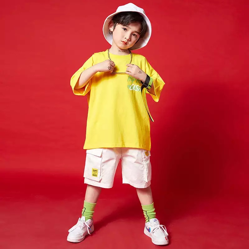 ชุดเต้น ชุดฮิปฮอป เซ็ตสีเหลือง