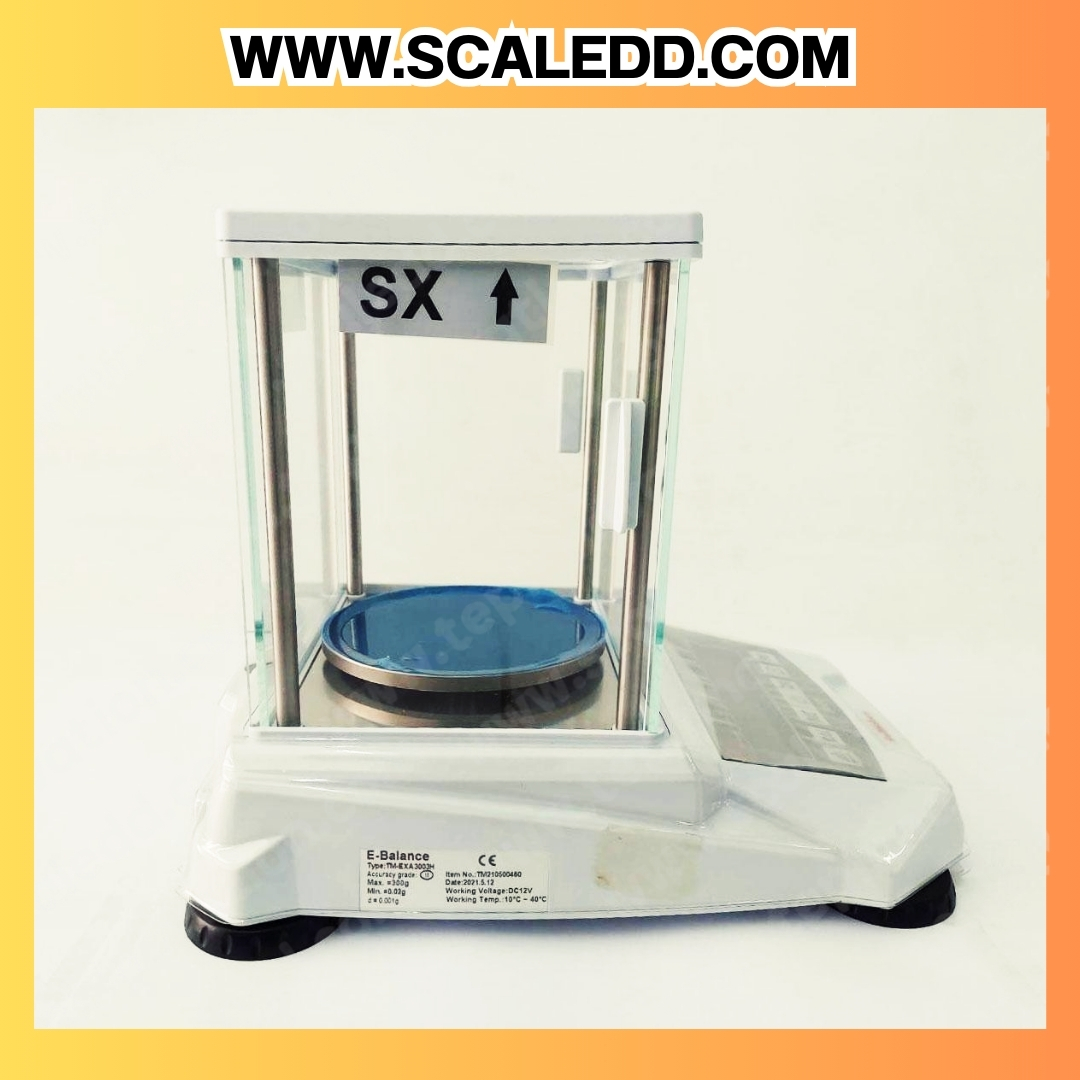 เครื่อชั่งดิจิตอลละเอียดสูง (3ตำแหน่ง) พิกัดกำลัง 300g ค่าละเอียด 0.001 g ขนาดของเครื่องชั่ง 292 × 218 × 176 mm ยี่ห้อ TOMS รุ่น TM-EXA3003H