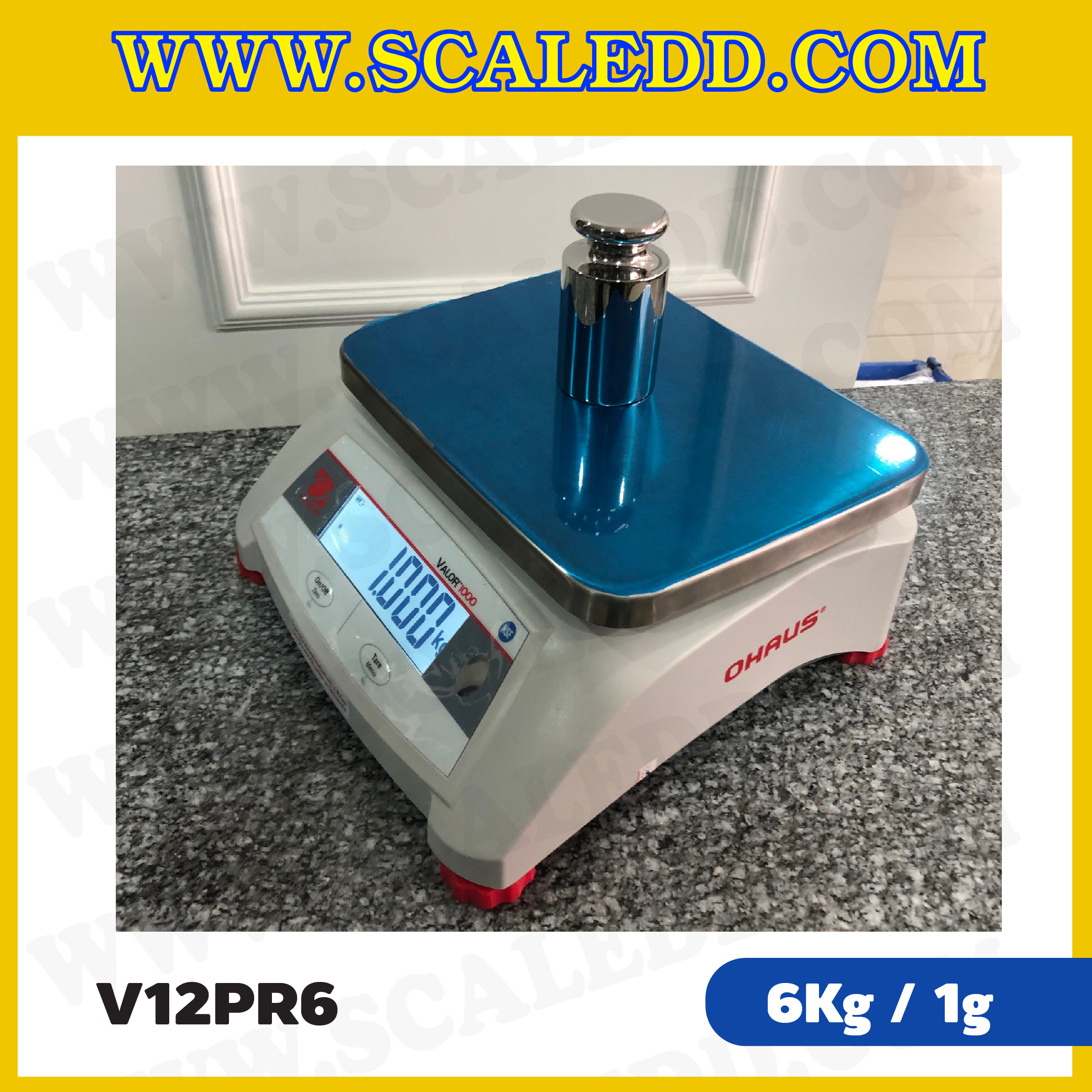 เครื่องชั่งน้ำหนักดิจิตอลตั้งโต๊ะ 2 หน้าจอ พิกัด 6kg ความละเอียด 1g ยี่ห้อ OHAUS รุ่น VALOR 1000 (V12PR6)