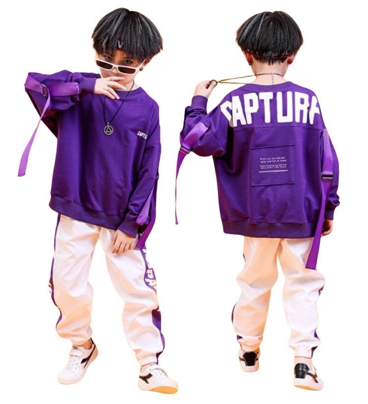 พร้อมส่ง ชุดเต้น ชุดแดนซ์ เซ็ตสีม่วง-ขาว