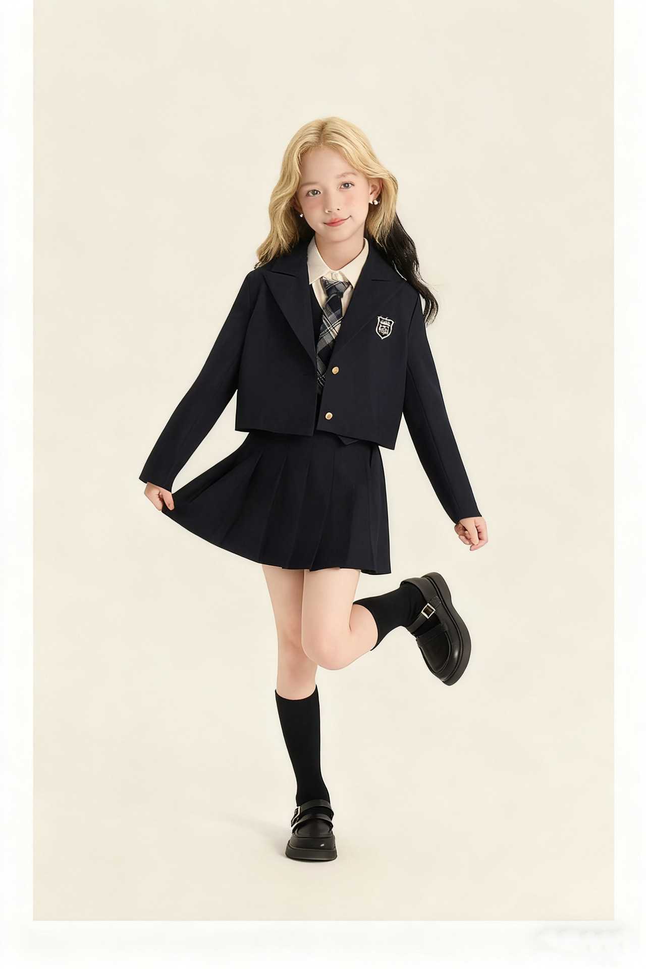 กระโปรงเด็กผู้หญิง อัดพลีทมินิ สีพื้น