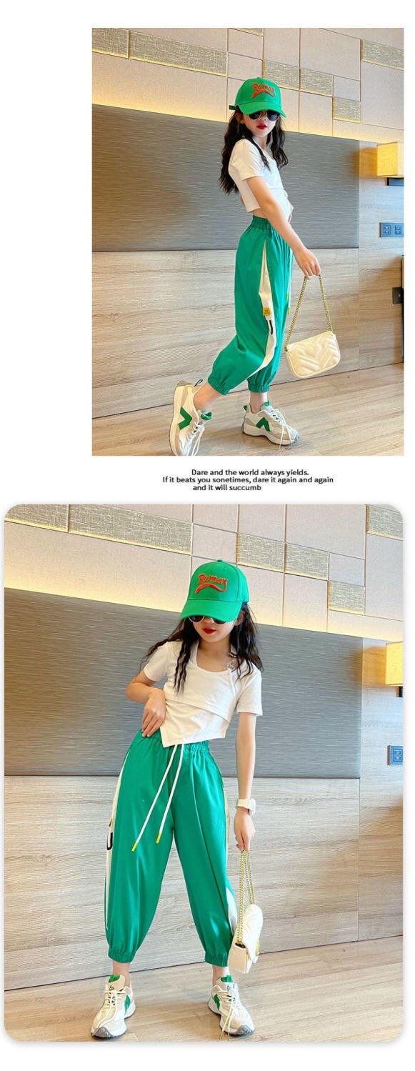 ชุดเต้น ชุดฮิปฮอป เซ็ตสีเสื้อแขนสั้น+กางเกงวอร์ม