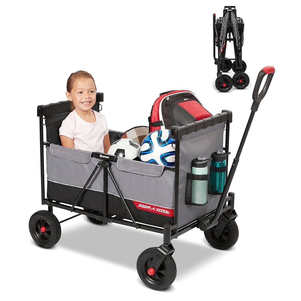 รถลากวากอนพับเก็บได้ Radio Flyer The Beast MVP Wagon, Heavy Duty Kid & Cargo Folding Wagon, Collapsible Wagon Cart