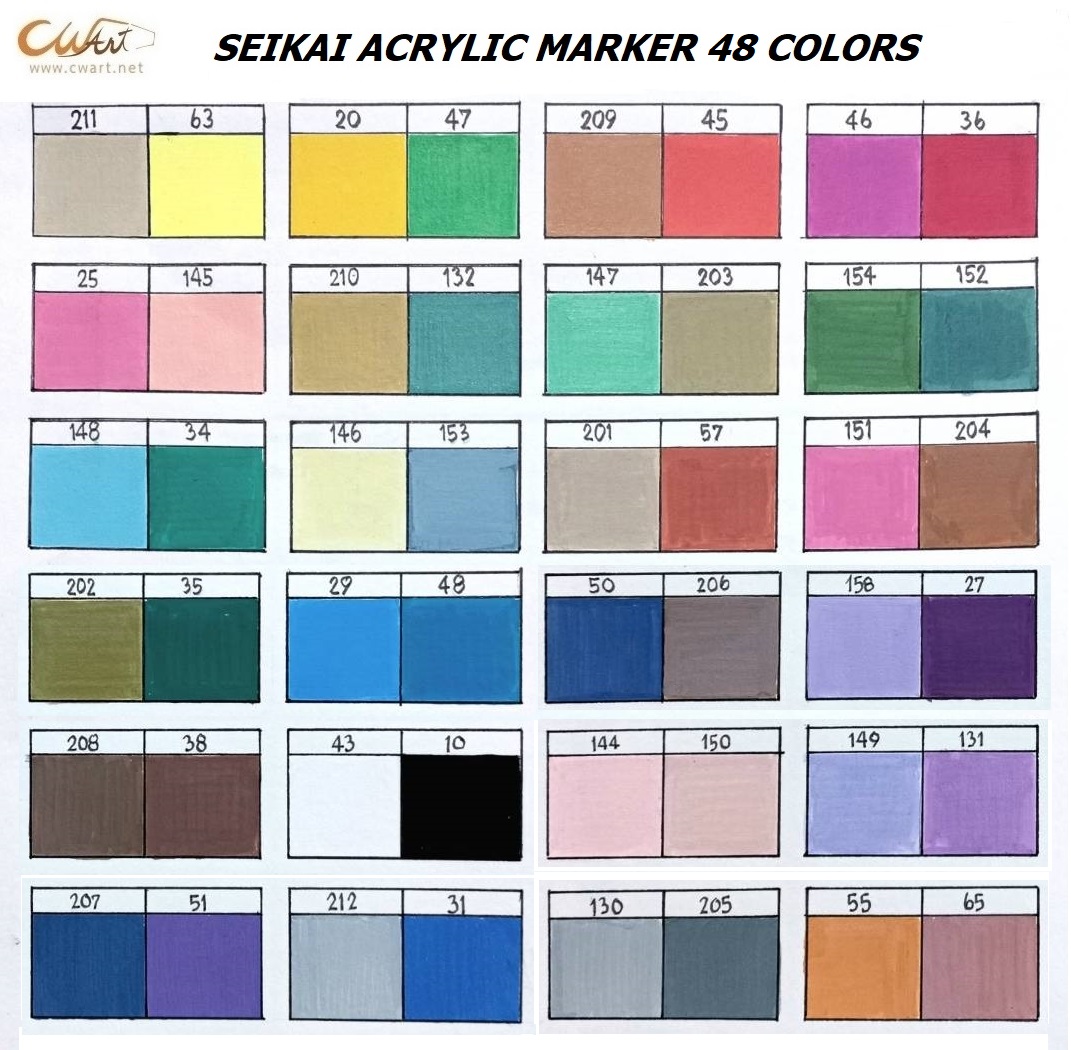 ชุดมาร์คเกอร์อะคริลิค Seikai หัวพู่กัน, 2 สี ใน 1 ด้าม