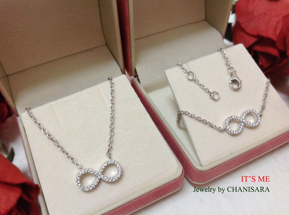 สร้อยพร้อมจี้ Infinity ประดับเพชร cz,สร้อยข้อมือเงินแท้ Infinity ประดับเพชร cz