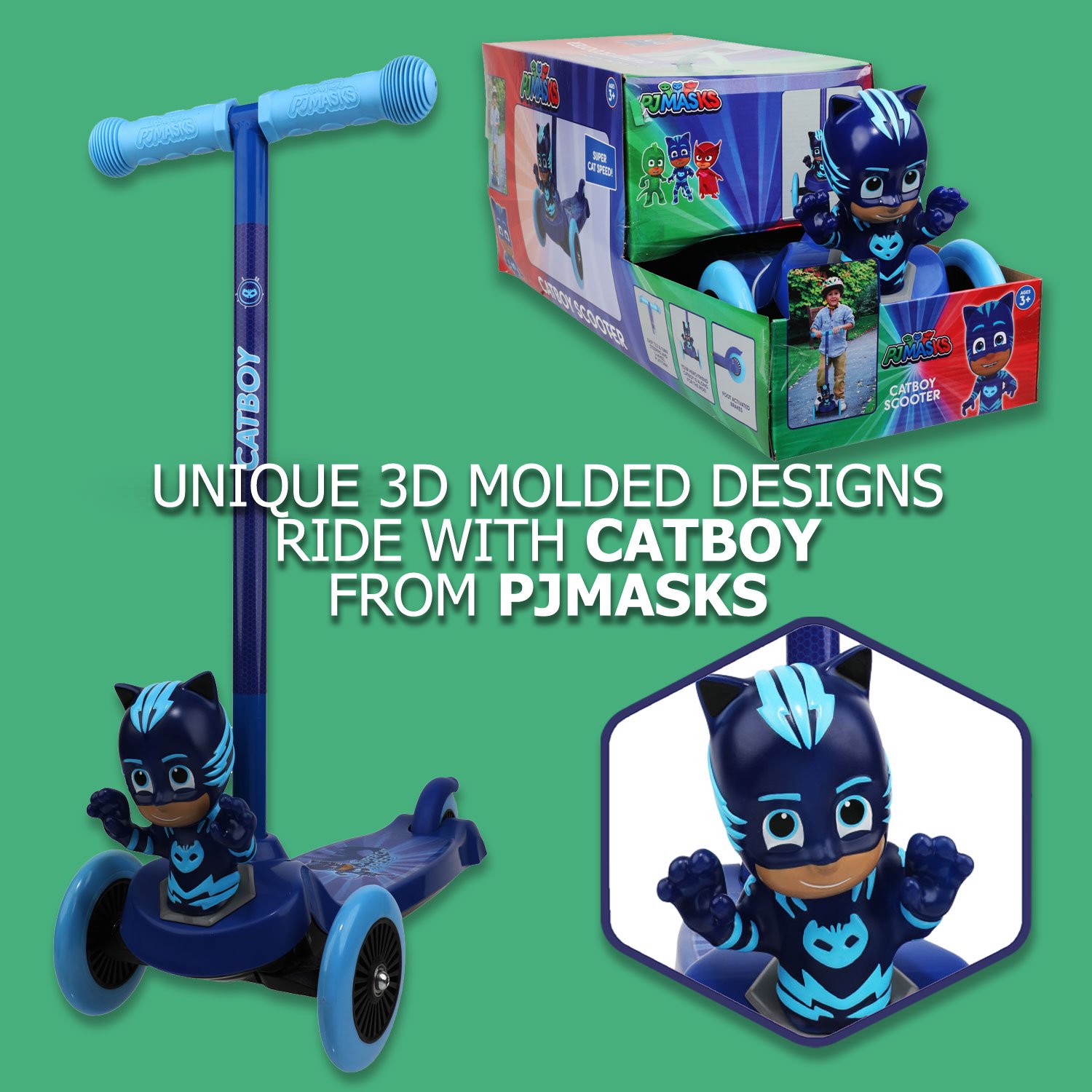 สกูตเตอร์ PJ Mask Catboy 3d Scooter with 3 wheels and tilt to turn