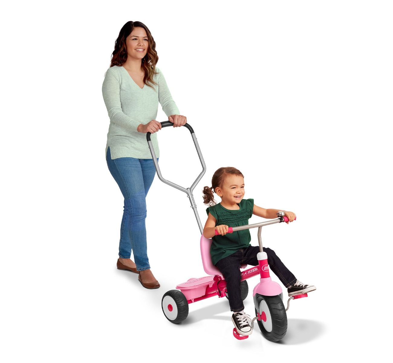 รถจักรยานสามล้อแบบมีด้ามจับบังคับทิศทางได้ Radio Flyer Deluxe Steer & Stroll Tricycle