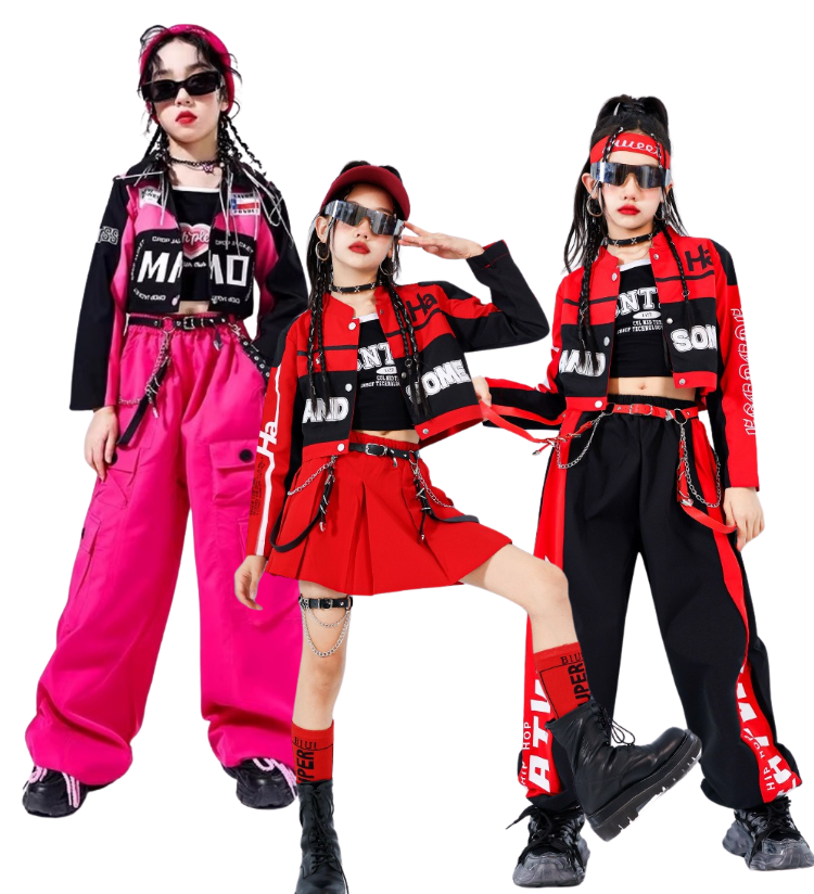 พร้อมส่ง ชุดเต้น ชุดแดนซ์ ชุดเซ็ทเสื้อแจ็คเก็ต แขนยาว+กางเกงวอร์ม