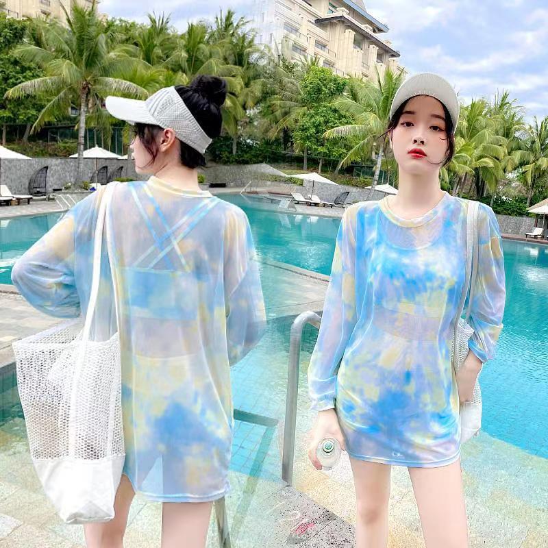 ชุดว่ายน้ำเซต 3 ขิ้น รอบอก 34-39 รอบเอว 28-33 สะโพก 40-46 นิ้วเสื้อตัวนอก 48 รอบวงแขน 18 กางเกงยาว 12 นิ้วค่ะ