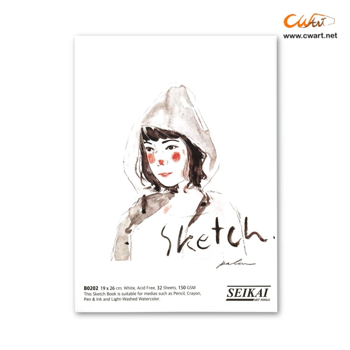 สมุดสเก็ตช์สันกาว Seikai 19 x 26ซม. 150g 32แผ่น