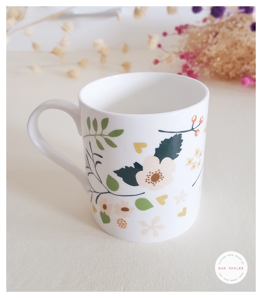 Bone China Mug - Season Flowers แก้วโบน ไชน่า ลายดอกไม้
