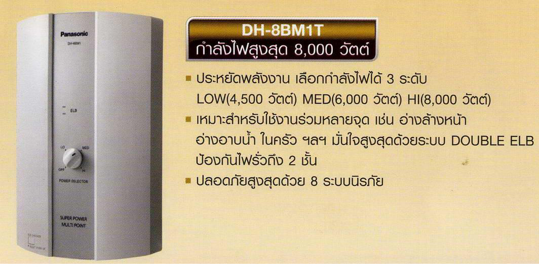 Panasonic เครื่องทำความร้อน Multi Point 8,000W ปรับไฟได้ 3 ระดับ รุ่น DH-8BM1 สีขาว