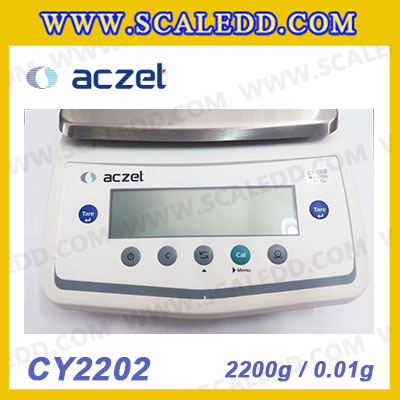 เครื่องชั่ง aczet CY2202 precision balance 2200gx0.01g เครื่องชั่งทศนิยม 2 ตำแหน่ง เครื่องชั่งละเอียดสูง2200g เครื่องชั่งน้ำหนัก2200g พิกัด 2200g ค่าละเอียด 0.01g เครื่องชั่งยี่ห้อ Aczet รุ่น CY2202