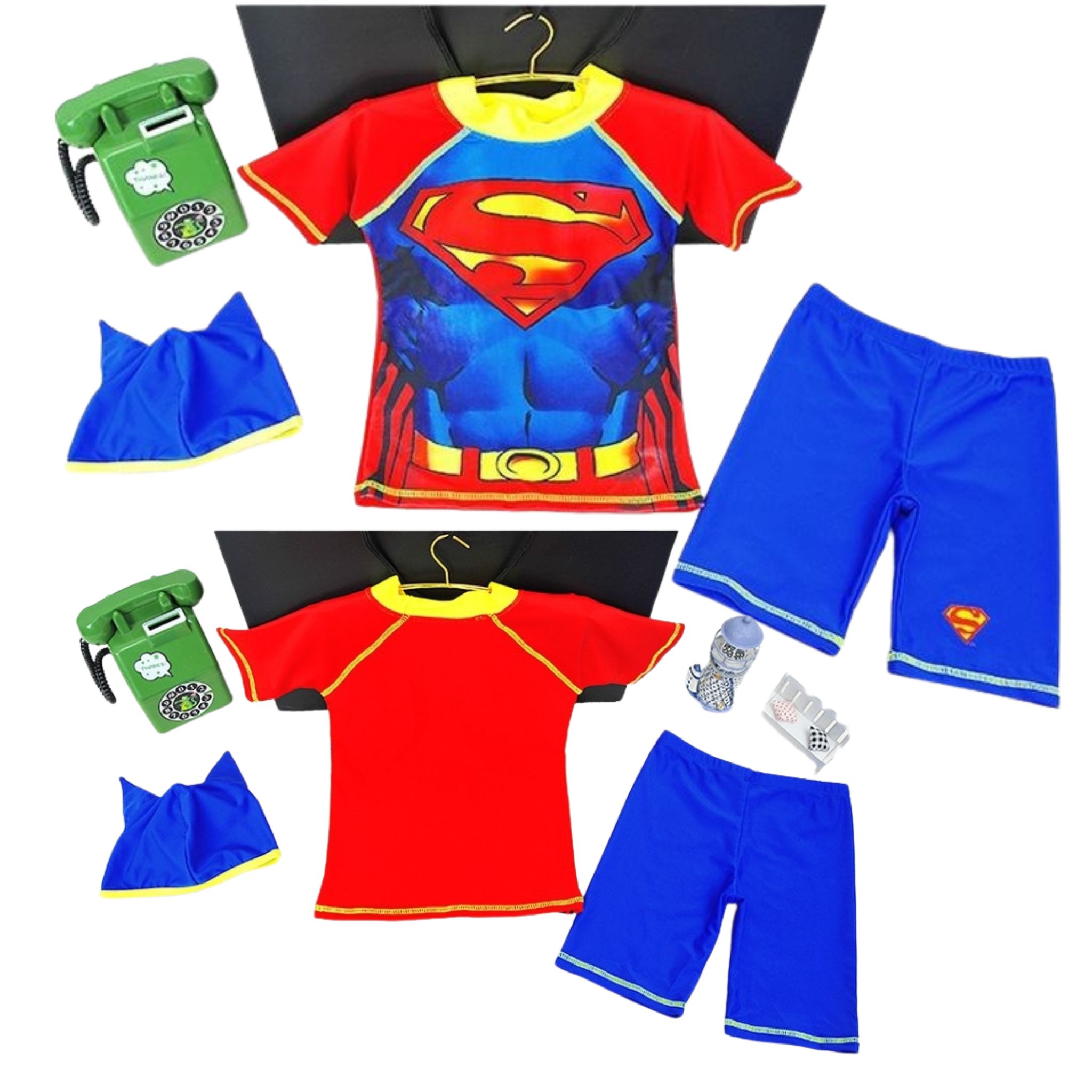 **พร้อมส่ง ชุดว่ายน้ำ สำหรับเด็กชาย บอดี้สูท เซ็ตเสื้อ+กางเกง+หมวก รวมฮีโร่