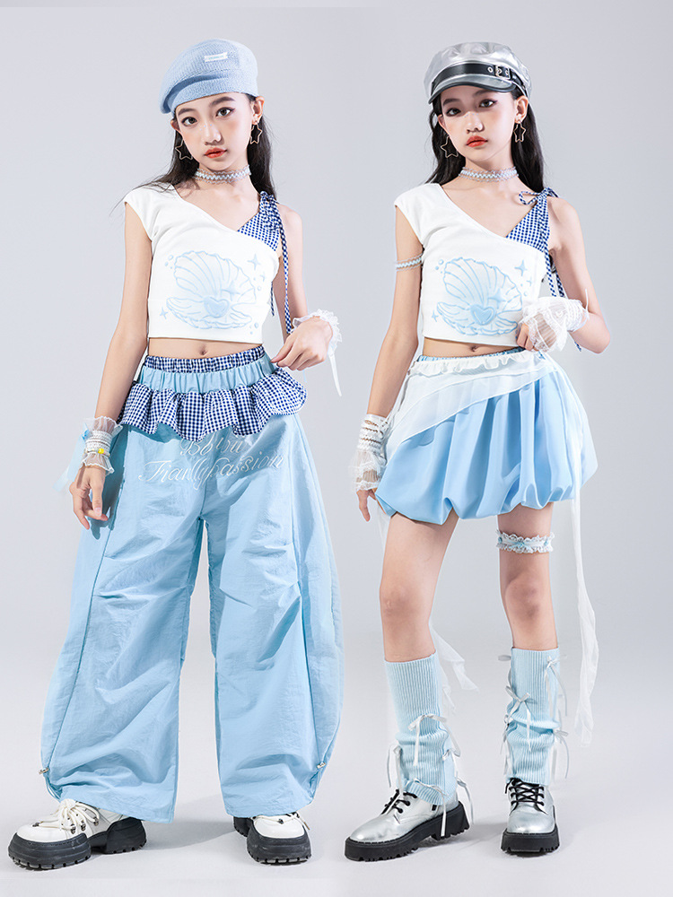 ชุดเต้น เซ็ตเสื้อ+กางเกงเซ็ตฟ้า