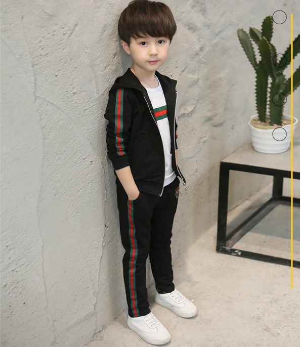 กันหนาว: เสื้อกันหนาวเด็ก กางเกงแถบข้างสีเขียว