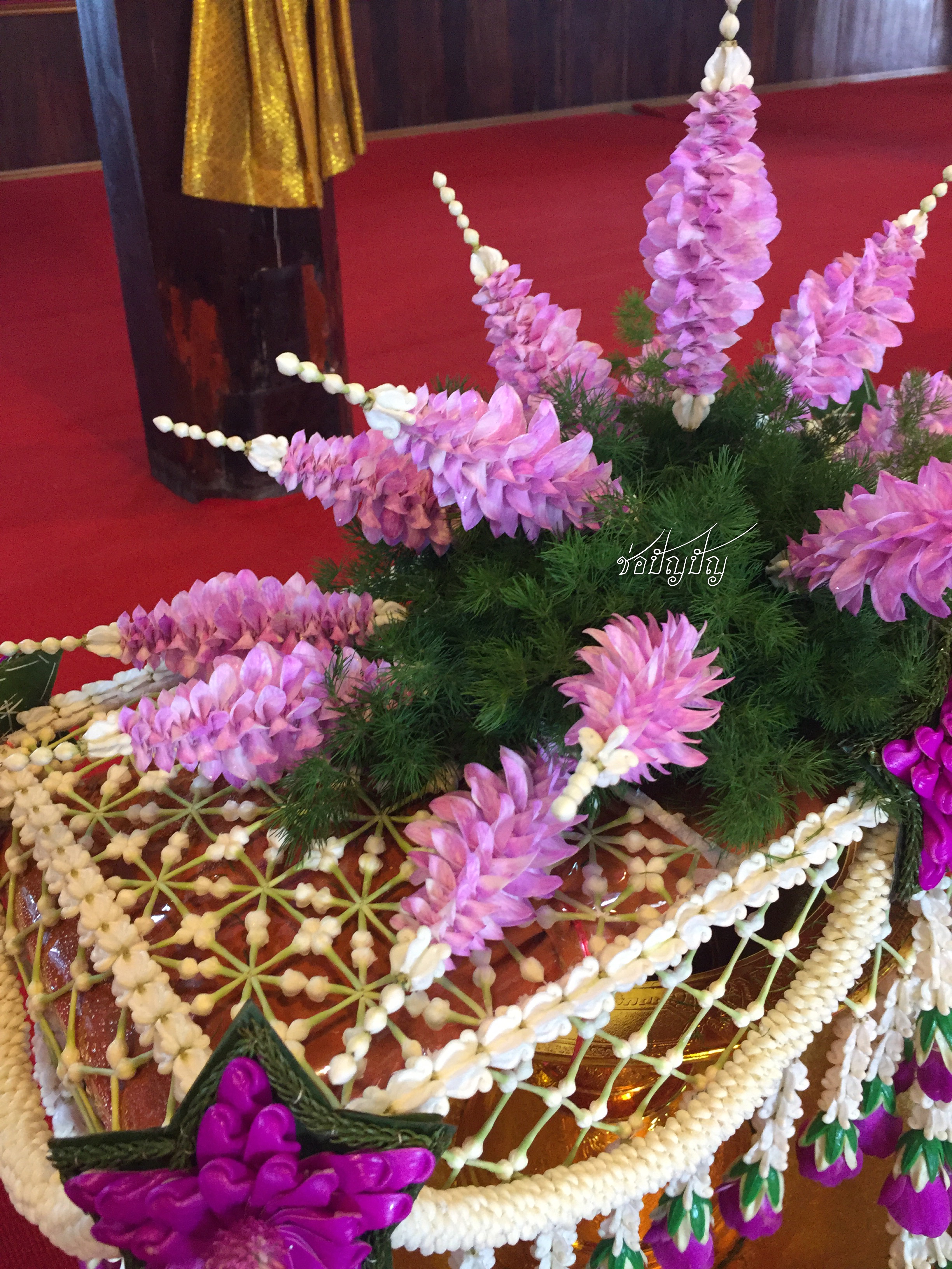 ชุดเครื่องบวชดอกไม้สด ชุดD3 ส่งงานวัดสง่างาม อ.บางไทร .อยุธยา