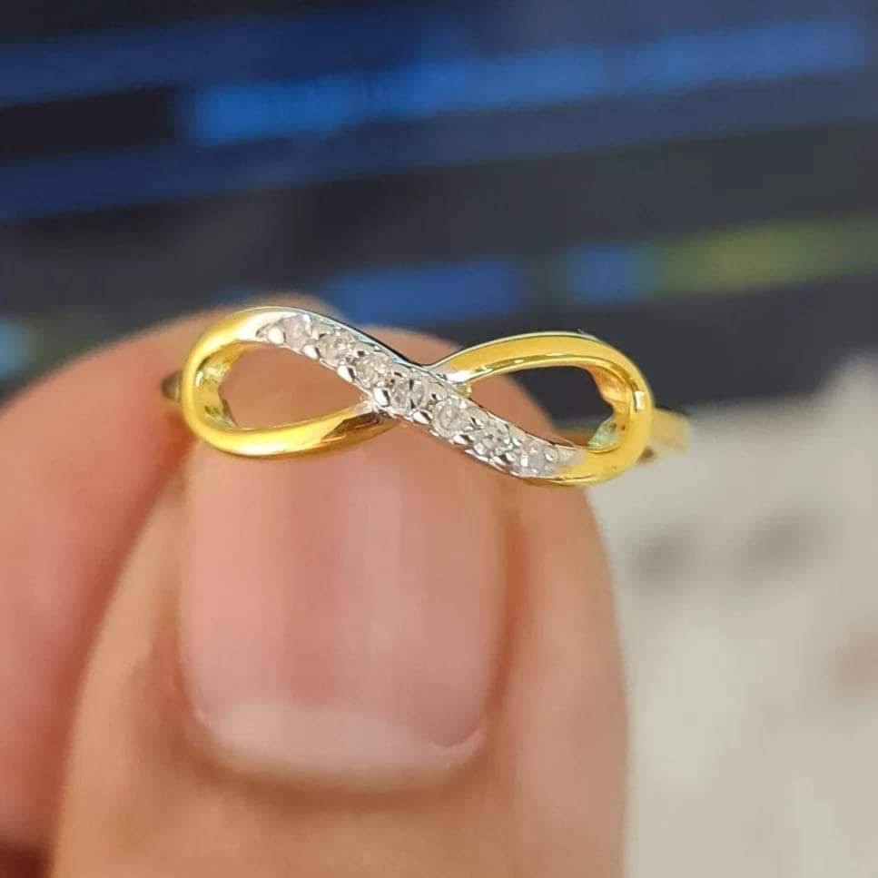พร้อมส่งและสั่งผลิตแหวนเพชรแท้Infinity ใส่แล้วมหาเฮง แหวนแต่งงาน แหวนหมั้น ใส่เที่ยว ออกงาน แหวนทองคำ 9K เพชรกุหลาบแท้ 0.05 กะรัต 7 เม็ด ราคาถูกมาก ส่งฟรี