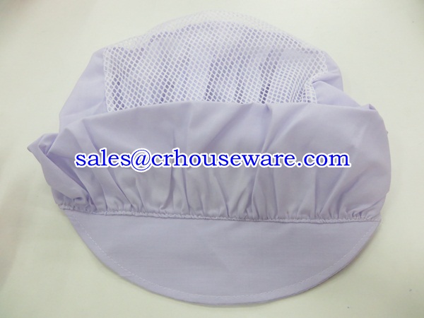 หมวกทรงแก็บด้านหลังเป็นตะข่าย มีระบาย สีขาว 044-TMV-2098