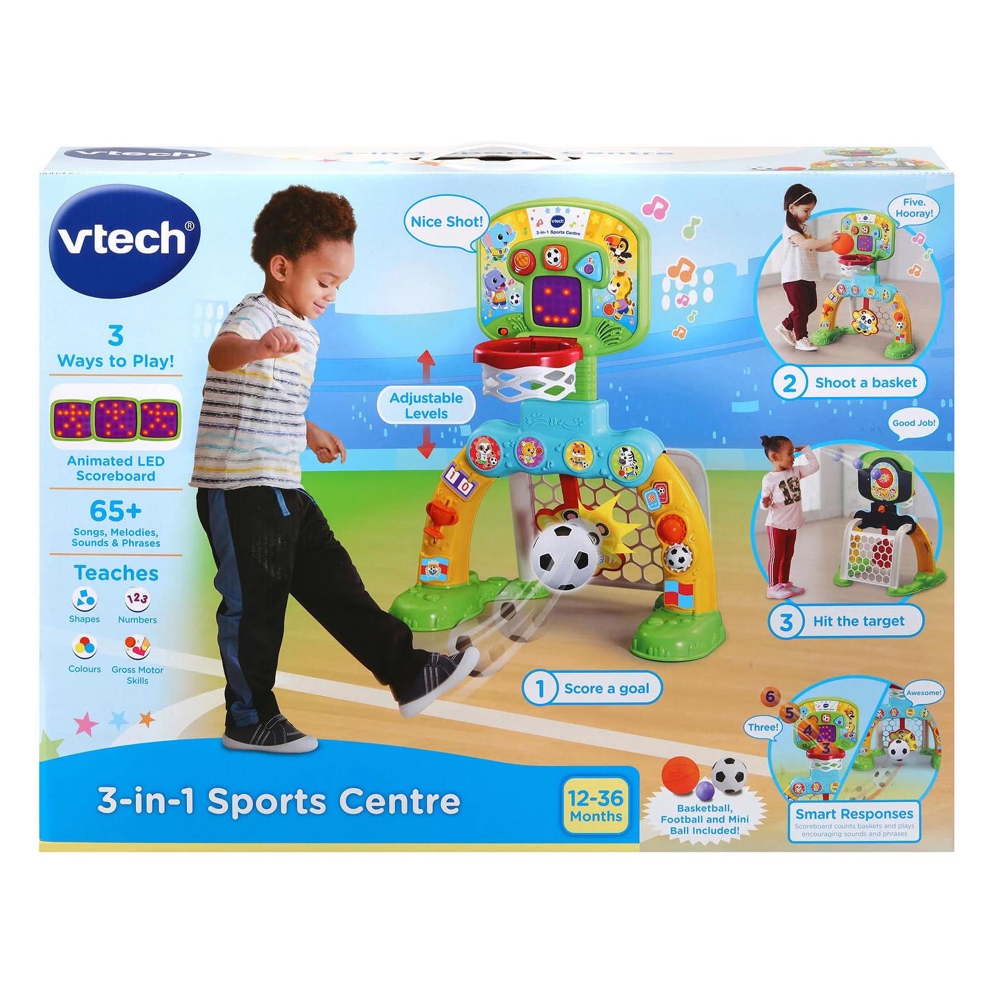 แป้นบาส ที่ยิงเป้าและประตูบอล VTech 3-in-1 Sports Centre