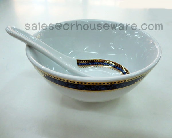 RICE BOWL Code : RPP4017, RPP4018,ถ้วยข้าวพอร์ซิเลน,จานชามพอร์ซิเลนลายPrecious Blue,จานพอร์ซิเลนลายน้ำเงินขอบทองรับแขกVIP