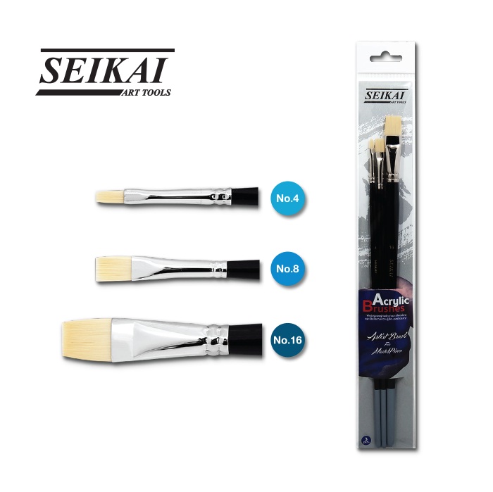 ชุดพู่กันสีอะคริลิค Seikai 3ด้าม