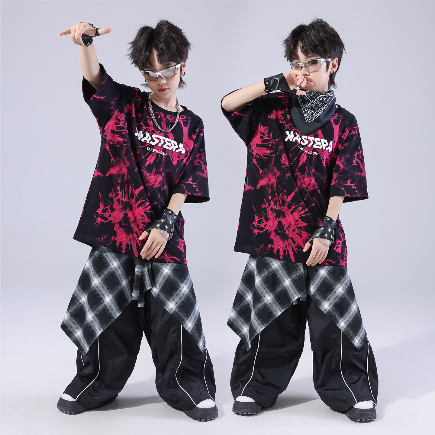 Friendly4kid ชุดเต้น เด็กชาย/หญิง ชุดเซ็ตเสื้อลายดำชมพู+กางเกงขายาวสไตล์แดนซ์**เปอดจอง