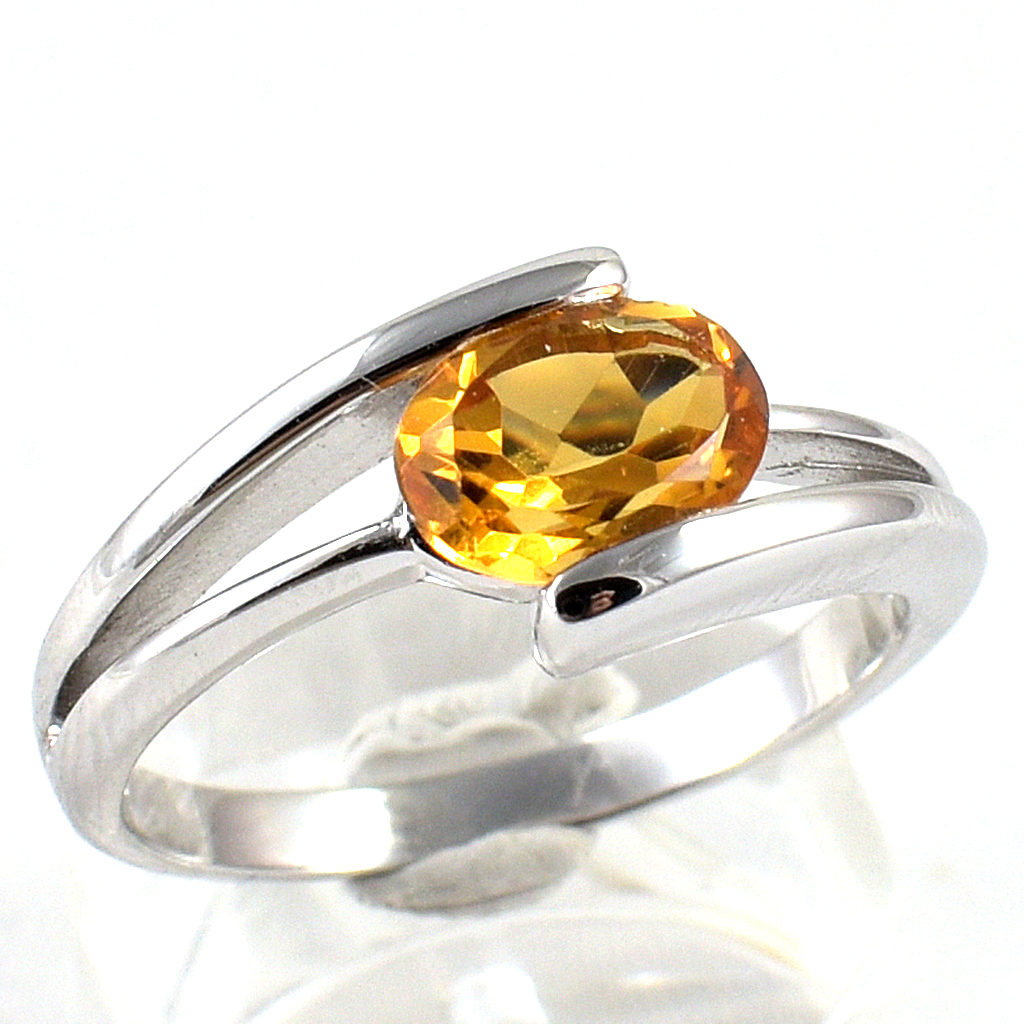 แหวนเงินแท้ราคาถูกชุบทองคำขาว ซิทรินแท้ 1.25 กะรัต งานประณีตสวยงาม สั่งผลิตค่ะ