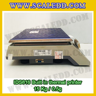 เครื่องชั่งดิจิตอล พิกัดน้ำหนัก 15kg Built-in thermal printer ยี่ห้อ SDS รุ่น IDS816 ค่าละเอียด 0.5g