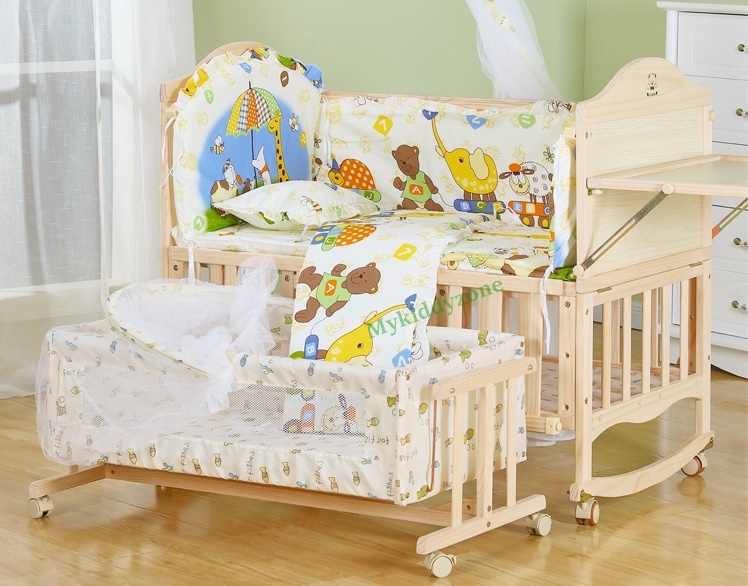 เตียงนอนไม้สำหรับเด็ก สามารถปรับเปลไกว ปรับเป็นโต๊ะเฟอร์นิเจอร์ได้ TB10106 (W1)