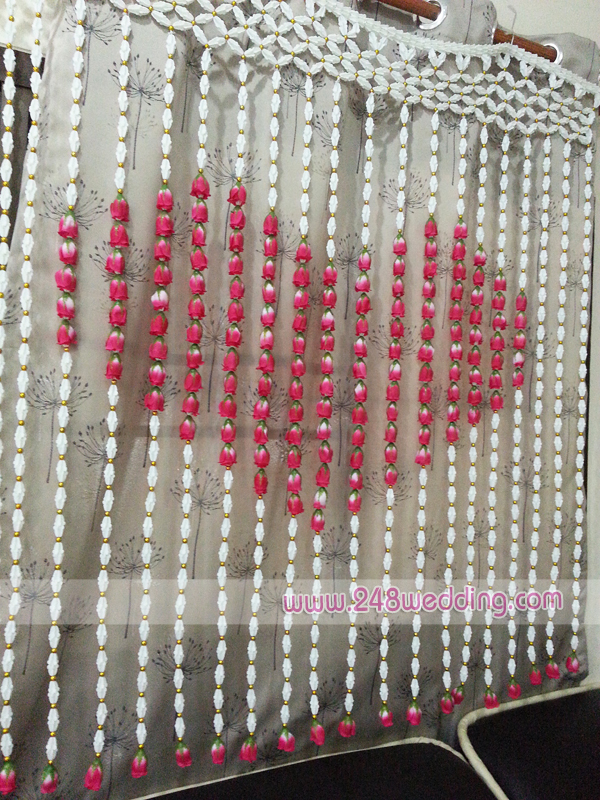 ม่านหน้าต่างดอกรัก รูปหัวใจ