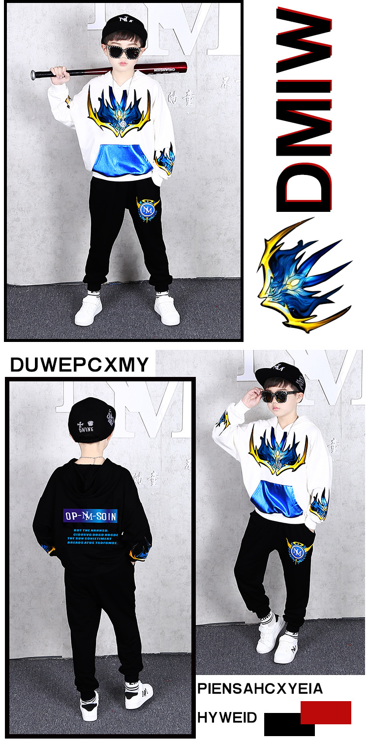 ชุดเต้น ชุดฮิปฮอปแขนยาวสีดำ-แดง ลายฟ้า